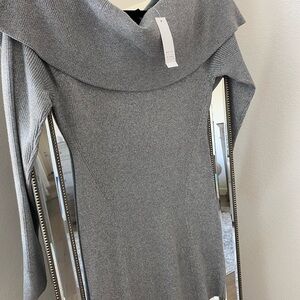 White House Black Market Gray Off-Shoulder Sweater